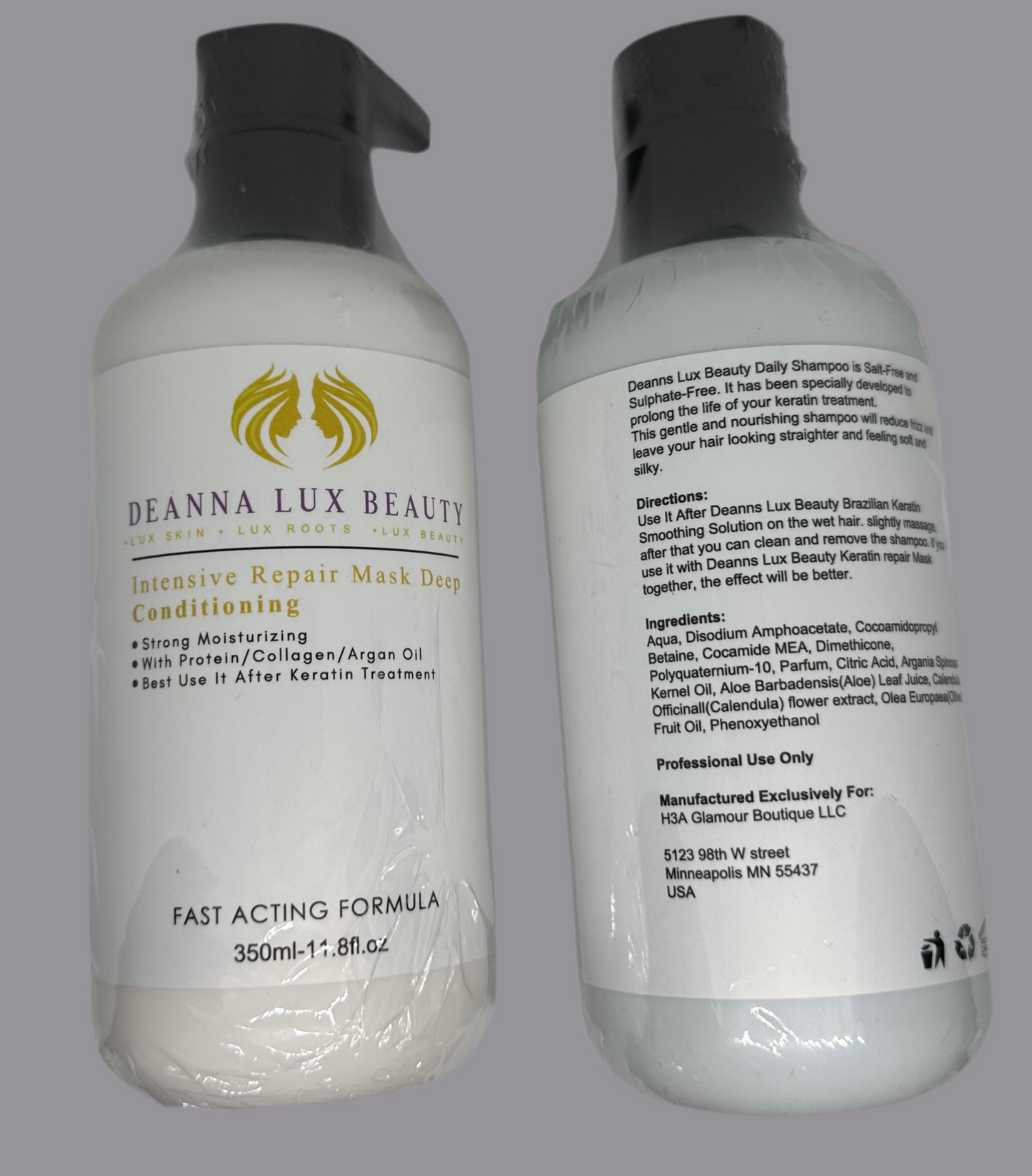 Deanna Lux Beauty Keratin Shampoo & Intensive Repair Mask Conditioner Combo