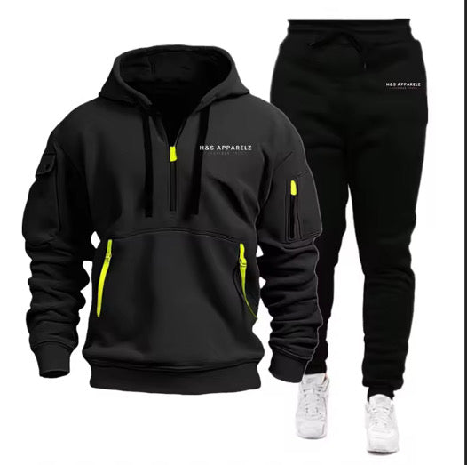 Men’s Black Tech Fleece Tracksuit Set