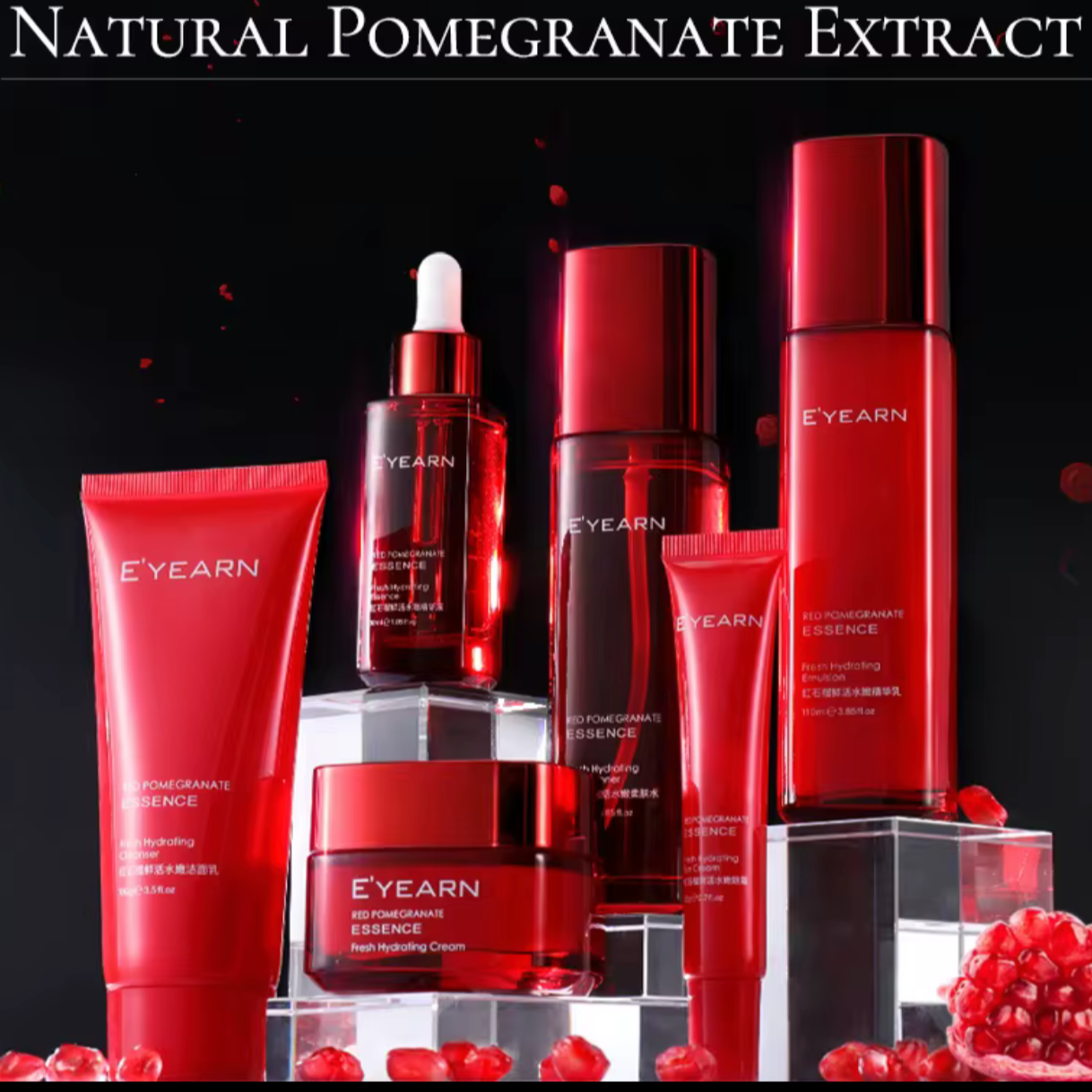 E’YEARN RED POMEGRANATE SKINCARE SIX-PIECE SET